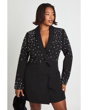 Plus Pearl Embellished Blazer Dress