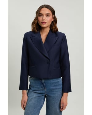 Tailored Satin Tux Cropped Blazer