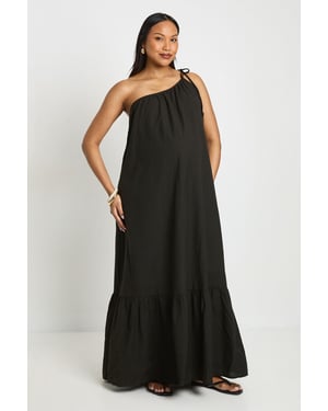Maternity Beaded Tie One Shoulder Smock Maxi Dress