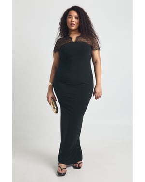 Plus Lace Insert V neck Maxi Dress