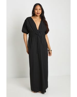 Maternity Ruched Tie Front Maxi Dress