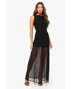 Sheer Hem Sleeveless Maxi Dress