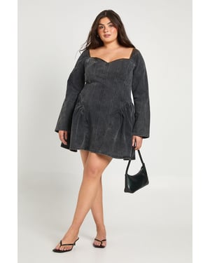 Plus Denim Seam Detail Skater Dress