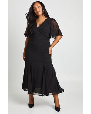Plus Burnout Angel Sleeve Midaxi Dress
