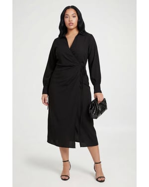 Plus Woven Wrap Tie Midaxi Dress