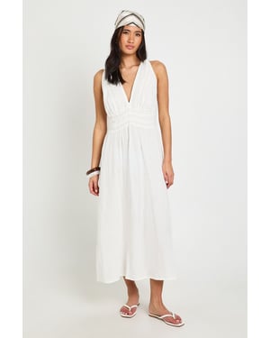 Textured Lace Trim Midaxi Dress