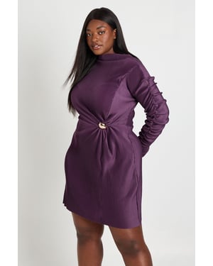 Plus Gold Trim Plisse Skater Dress