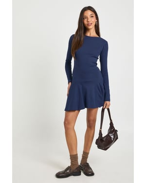 Rib Dropped Hem Skater Dress