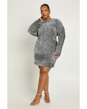 Plus Sequin Batwing Shift Dress