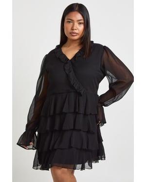 Plus Ruffle Wrap Skater Dress