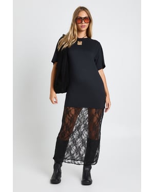 Petite Lace Detail Midaxi T-Shirt Dress