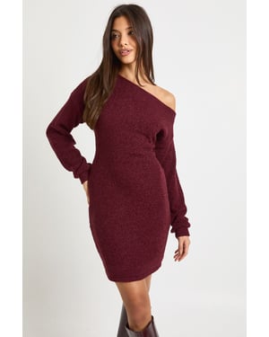 Textured Asymmetric Slouchy Mini Dress