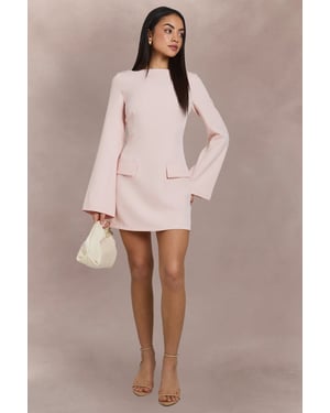 Long Sleeve Slash Neck Tailored Mini Dress