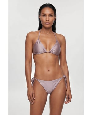 Metallic Bikini Bottom With Bead Detail