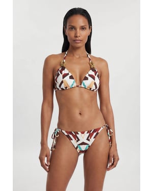 Trim Detail Printed Bikini Bottom