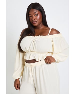 Plus Textured Beach Bardot Top