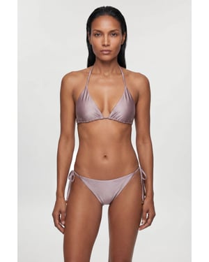 Metallic Bikini Top With Bead Detail