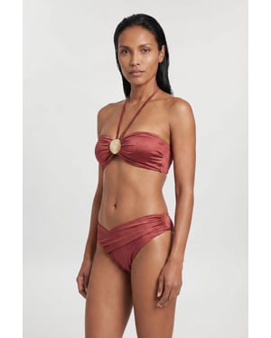 Metallic Bikini Top With Hardware Detail