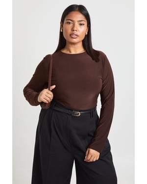 Plus Double Layer Slinky Long Sleeve Bodysuit
