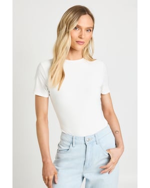 Petite Double Layer Slinky Short Sleeve Bodysuit