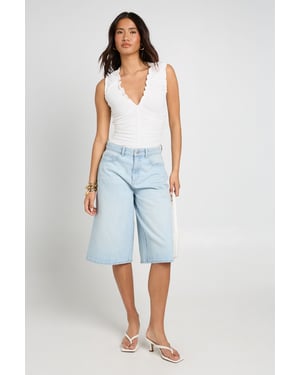 Mesh Ruched Neckline Bodysuit