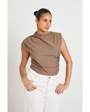 Plus Ruched Grown On Neck Bodysuit