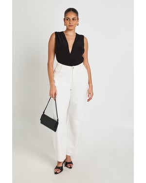 Plus Slinky Ruched V Neck Bodysuit