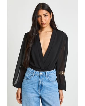 Tall Wrap Chiffon Sleeve Bodysuit