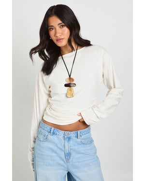 Ruched Drape Longe Sleeve Top