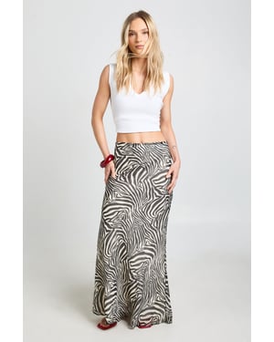 Petite Zebra Print Chiffon Maxi Skirt