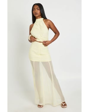 Chiffon Ruched Halterneck Top and Maxi Skirt Co-ord