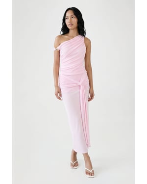 Textured Tie Detail Maxi Skirt