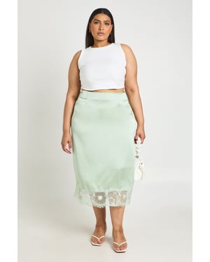 Pluse Satin Lace Trim Midaxi Skirt