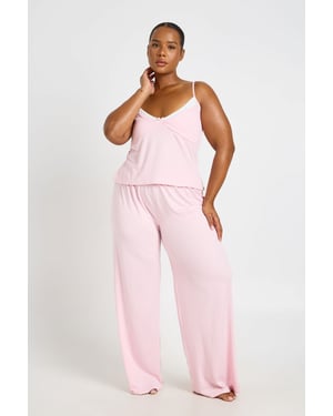 Plus Contrast Cami Pyjama Top And Trouser Set