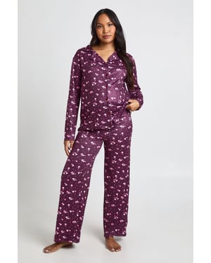 Maternity Heart Print Long Sleeve Shirt & Trouser Pyjama Set