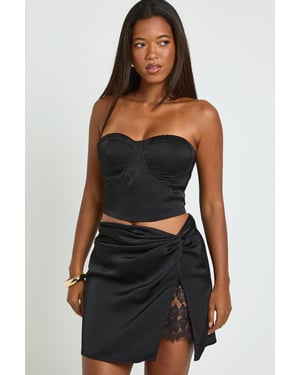 Tall Lace Insert Satin Mini Skirt