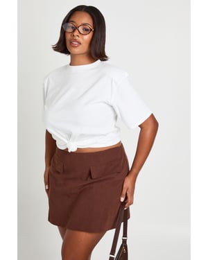 Plus Brushed Herringbone Check Skort