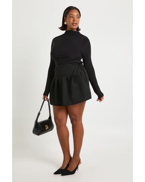 Plus Woven Pleated Wrap Skort