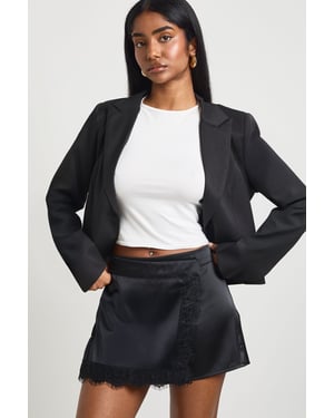 Satin Lace Trim Skort