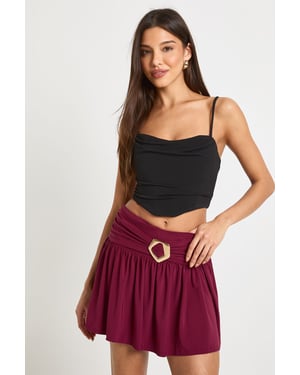 Slinky Trim Detail Frill Hem Skort