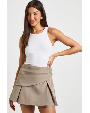 Crepe Wrap Pleated Skort