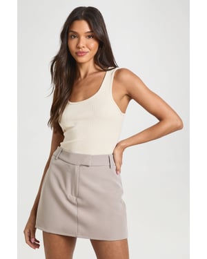 Marl Fitted Mini Tailored Skort