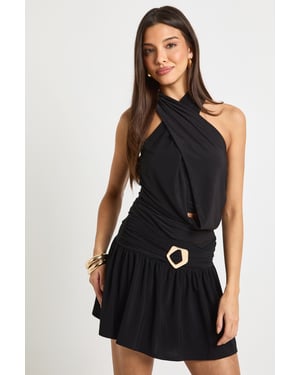Slinky Trim Detail Frill Hem Skort