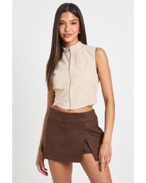 Faux Suede Mini Skort