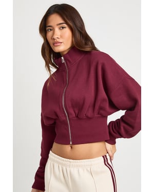 Funnel Neck Cinched Waist Zip Through