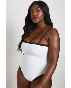 Tummy Control Contrast Square Neck Swimsuit