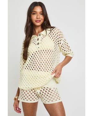 Crochet Oversized Knitted Shirt and Short Set