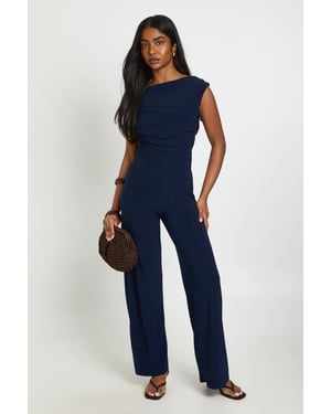 Ruched Asymmetric Wide Leg Jumpsuit