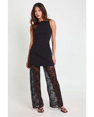 Bengaline Longline Jumpsuit With Lace Wide Leg Trouser