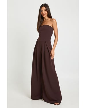 Crepe Bandeau Extreme Wide Leg Jumpsuit